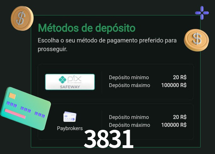 O cassino 3831 oferece uma grande variedade de métodos de pagamento